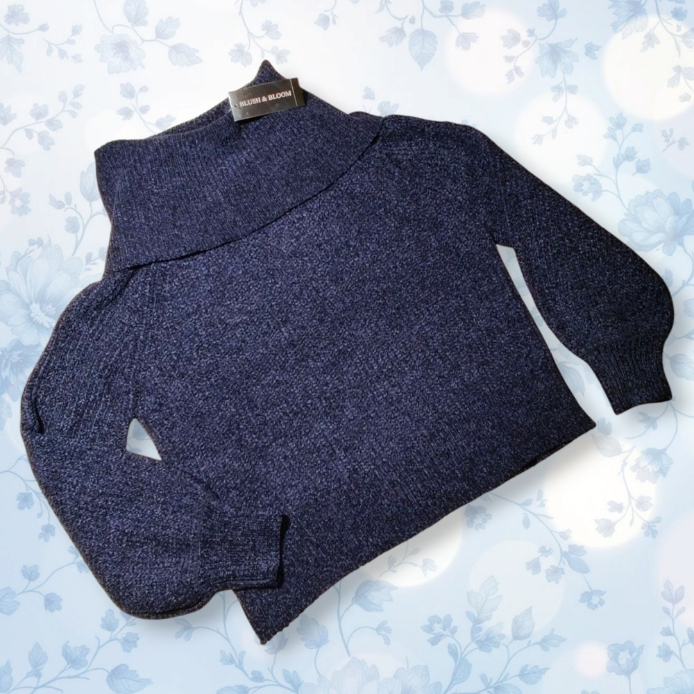 Women's BLUSH & BLOOM Chenille Knit Cowl Neck Cropped Sweater - M